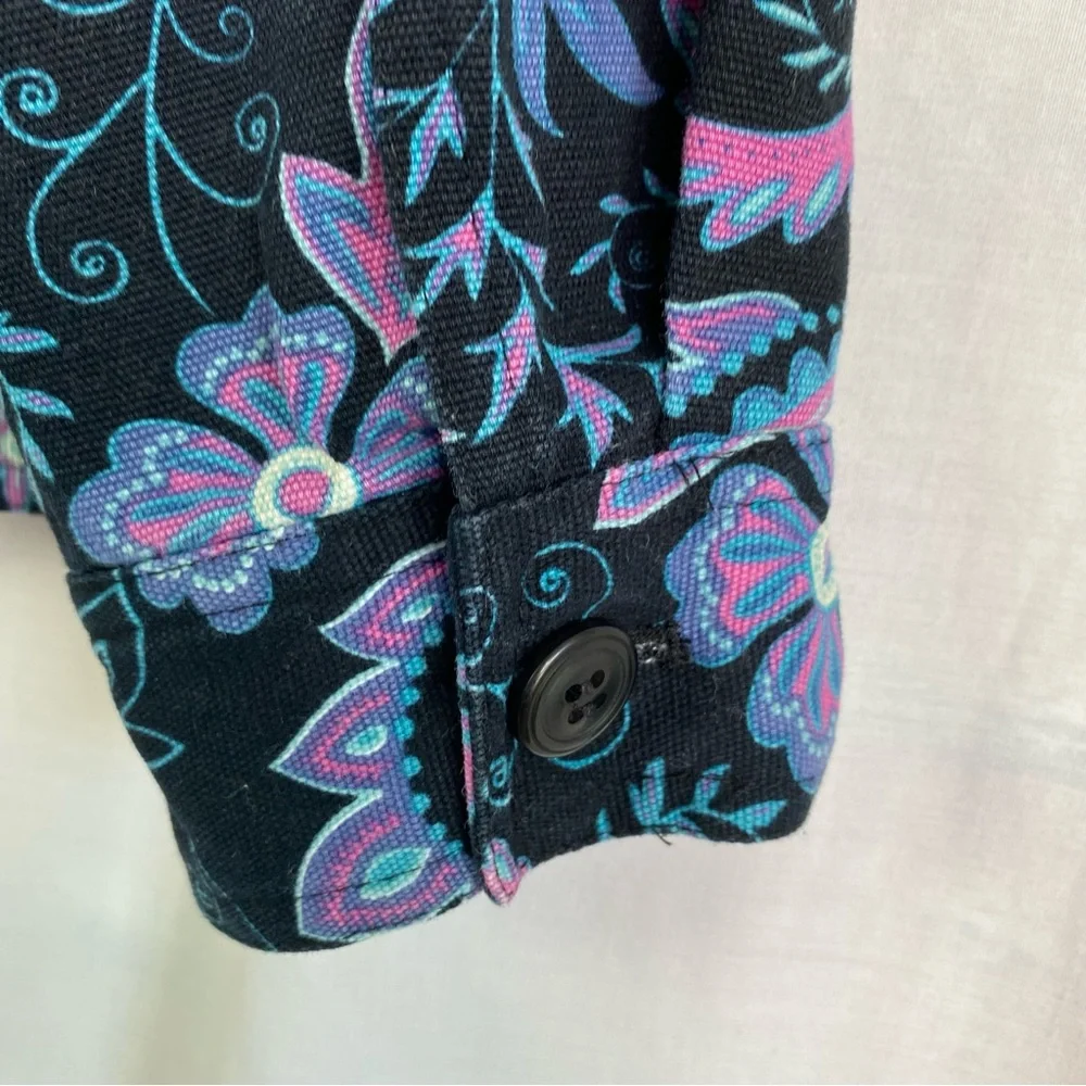 The Tog Shop Purple Black Paisley Floral Twill Jacket Petite Med